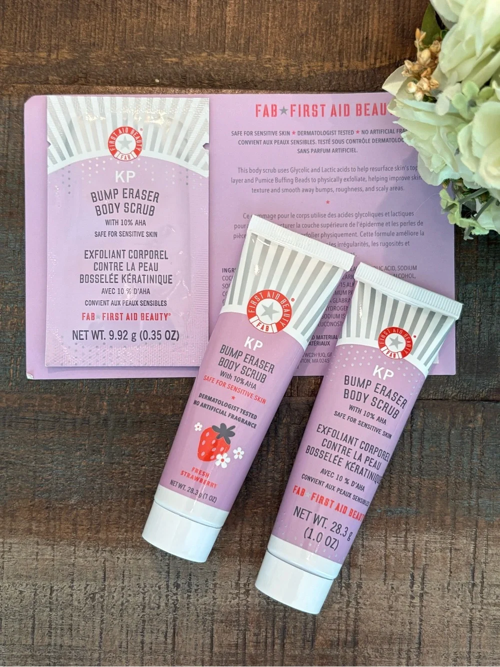 NEW First Aid Beauty KP BUMP ERASER Body Scrubs in Fresh STRAWBERRY & Original! - Picture 1 of 6